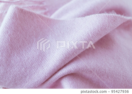 Cashmere texture, natural wool, pink cashmere scarf folded, top view, concept of warmth and winter comfort Cashmere texture, natural wool, pink cashmere scarf folded, top view, concept of warmth and winter comfort 95427936