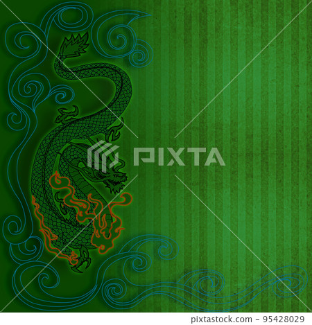 Japanese-style background material using a dragon illustration 95428029