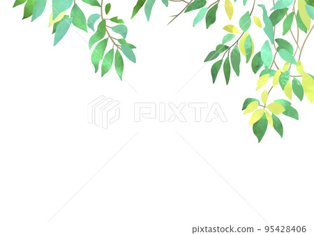 Watercolor leaves background illustration 95428406