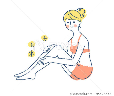 Young woman doing leg skin care Young woman doing leg skin care 95428632