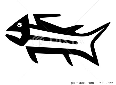 Geoglyph of the fish from Nazca with glass of beer 95429266