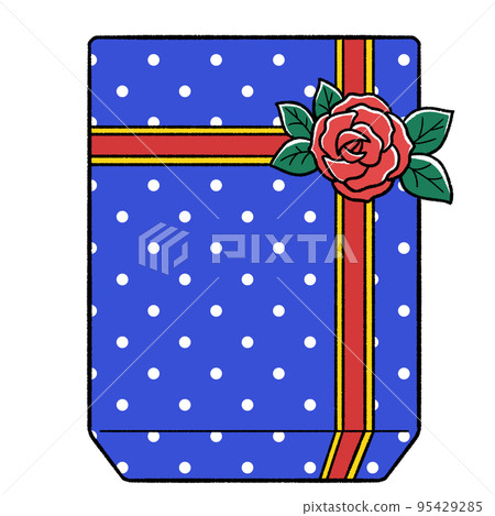 Dotted rectangular gift with rose flower decoration 95429285