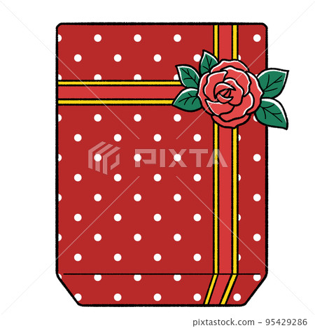 Dotted rectangular gift with rose flower decoration 95429286