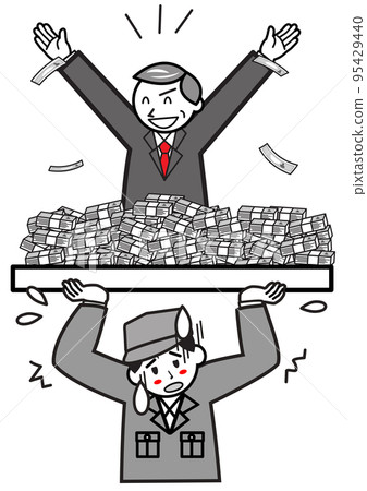 A worker who supports the president with a painful face A worker who supports the president with a painful face 95429440