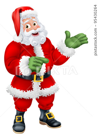 Cartoon Santa Claus Father Christmas Pointing 95430264