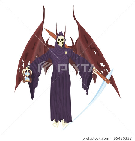 winged angel of death with hourglass and scythe winged angel of death with hourglass and scythe 95430338