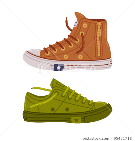 Sneaker or Trainers as Shoe and Casual Footwear Vector Set. Sneaker or Trainers as Shoe and Casual Footwear Vector Set. 95431718