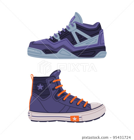 Sneaker or Trainers as Shoe and Casual Footwear Vector Set. 95431724