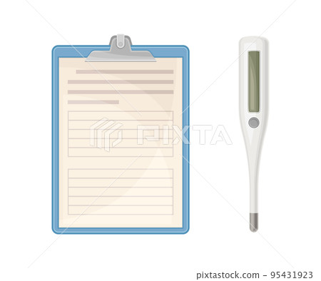 Thermometer and Paper Clipboard as Medical Device Vector Set Thermometer and Paper Clipboard as Medical Device Vector Set 95431923