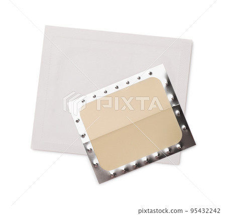 Top view of unused medical nicotine patch 95432242