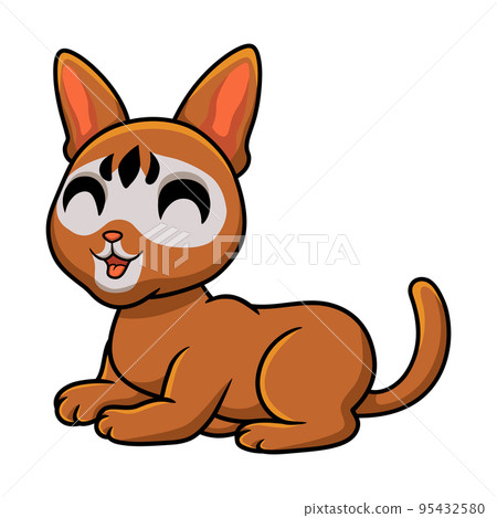 Cute abyssinian cat cartoon lying down Cute abyssinian cat cartoon lying down 95432580