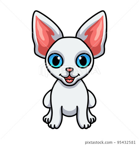 Cute devon rex cat cartoon sitting Cute devon rex cat cartoon sitting 95432581