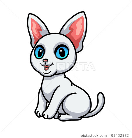 Cute devon rex cat cartoon sitting Cute devon rex cat cartoon sitting 95432582