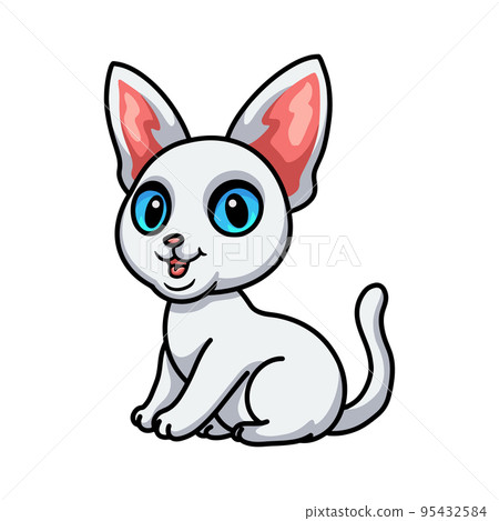 Cute devon rex cat cartoon sitting Cute devon rex cat cartoon sitting 95432584