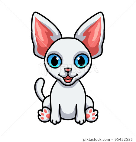 Cute devon rex cat cartoon sitting Cute devon rex cat cartoon sitting 95432585