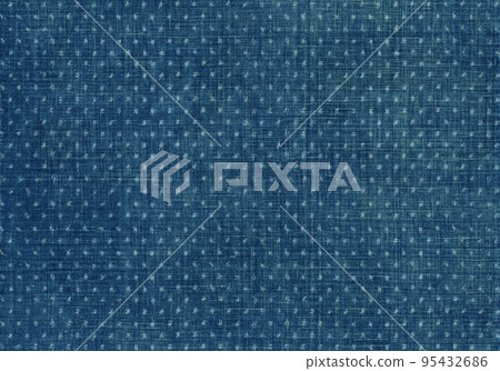 Japanese traditional pattern "Yukinko" pattern, faded hanata indigo dyed old cloth 95432686