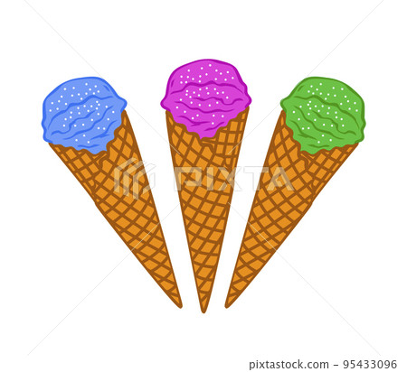 A set of ice cream in a waffle cup 95433096