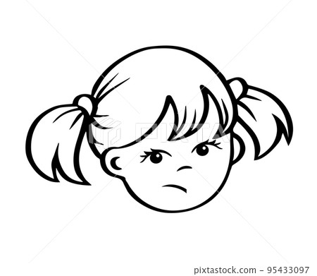 Sad face of a little girl on a white background Sad face of a little girl on a white background 95433097