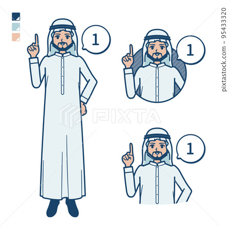 一名身穿白色服裝的阿拉伯男子的插圖數 1 95433320