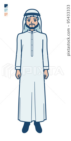 身穿白色服裝的阿拉伯男子全身剪裁 95433333