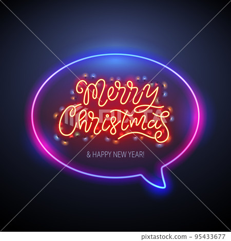 Merry Christmas Neon Message Merry Christmas Neon Message 95433677
