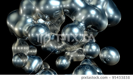 3D rendering abstract artistic surreal object based on metabolic spheres in the process of fusion 95433838