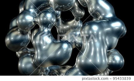 3D rendering abstract artistic surreal object based on metabolic spheres in the process of fusion 95433839