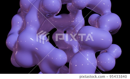 3D rendering abstract artistic surreal object based on metabolic spheres in the process of fusion 95433840