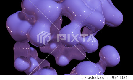 3D rendering abstract artistic surreal object based on metabolic spheres in the process of fusion 95433841
