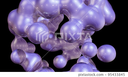 3D rendering abstract artistic surreal object based on metabolic spheres in the process of fusion 95433845