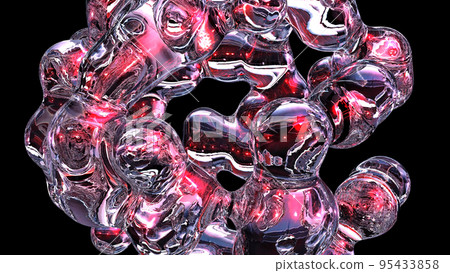 3D rendering abstract artistic surreal object based on metabolic spheres in the process of fusion 95433858