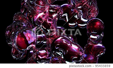 3D rendering abstract artistic surreal object based on metabolic spheres in the process of fusion 95433859