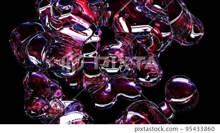 3D rendering abstract artistic surreal object based on metabolic spheres in the process of fusion 95433860