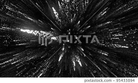 3D rendering of bright particles fill the space with jets of energy and light 3D rendering of bright particles fill the space with jets of energy and light 95433894