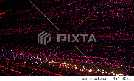 3D rendering of bright multi-colored particles fill the space with jets of energy and light 3D rendering of bright multi-colored particles fill the space with jets of energy and light 95434032