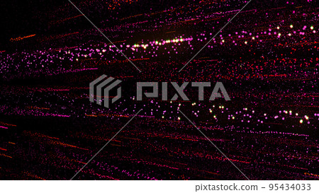 3D rendering of bright multi-colored particles fill the space with jets of energy and light 3D rendering of bright multi-colored particles fill the space with jets of energy and light 95434033