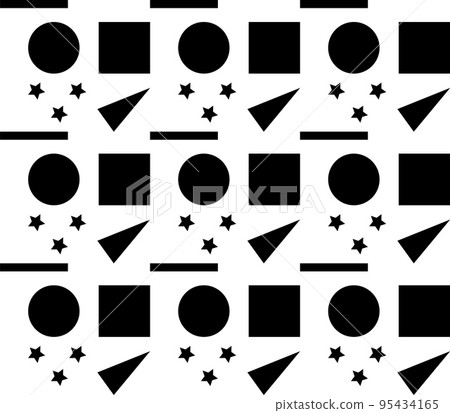 Seamless vector pattern made of black geomentric shapes on white 95434165