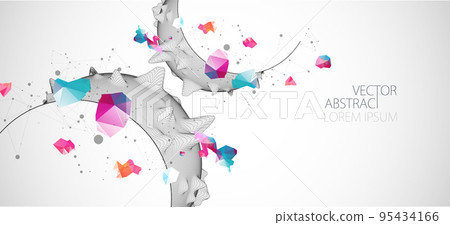 Sphere or virus theme with connected lines in technology style. Wireframe illustration. Abstract 3d grid design. 95434166