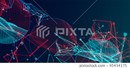 Modern science or technology elements. Trendy abstract background. Cyberspace surface illustration. Vector. Modern science or technology elements. Trendy abstract background. Cyberspace surface illustration. Vector. 95434175