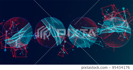 Modern science or technology elements. Trendy abstract background. Cyberspace surface illustration. Vector. Modern science or technology elements. Trendy abstract background. Cyberspace surface illustration. Vector. 95434176