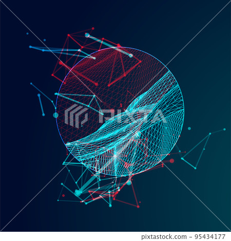 Modern science or technology elements. Trendy abstract background. Cyberspace surface illustration. Vector. Modern science or technology elements. Trendy abstract background. Cyberspace surface illustration. Vector. 95434177