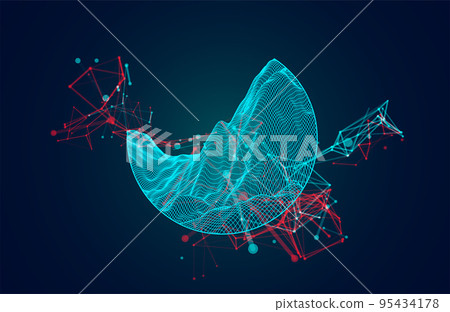 Modern science or technology elements. Trendy abstract background. Cyberspace surface illustration. Vector. 95434178