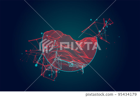 Modern science or technology elements. Trendy abstract background. Cyberspace surface illustration. Vector. Modern science or technology elements. Trendy abstract background. Cyberspace surface illustration. Vector. 95434179