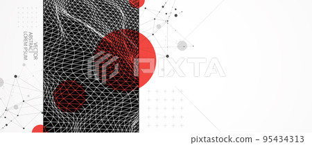 Abstract scientific and technological background. Image of a part of the landscape in the frame. 95434313