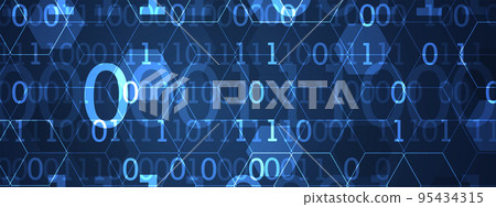 Abstract  technology background.  Numbers of different colors and sizes. Science style.Vector 95434315