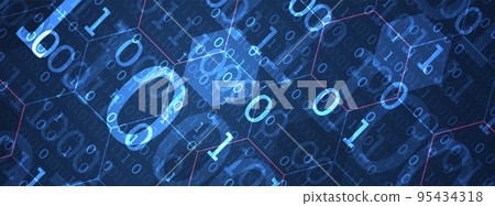 Abstract  technology background.  Numbers of different colors and sizes. Science style.Vector 95434318