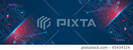 Abstract background on technological and scientific topics. Plexus effect with various techno details with a place under the text. Vector format. Abstract background on technological and scientific topics. Plexus effect with various techno details with a place under the text. Vector format. 95434324
