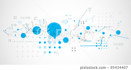 Technology background with plexus effect. Big data concept. Binary computer code. Vector illustration. 95434407