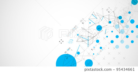 Technology background with plexus effect. Big data concept. Binary computer code. Vector illustration. Technology background with plexus effect. Big data concept. Binary computer code. Vector illustration. 95434661