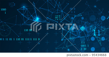 Technology background with plexus effect. Big data concept. Binary computer code. Vector illustration. 95434668